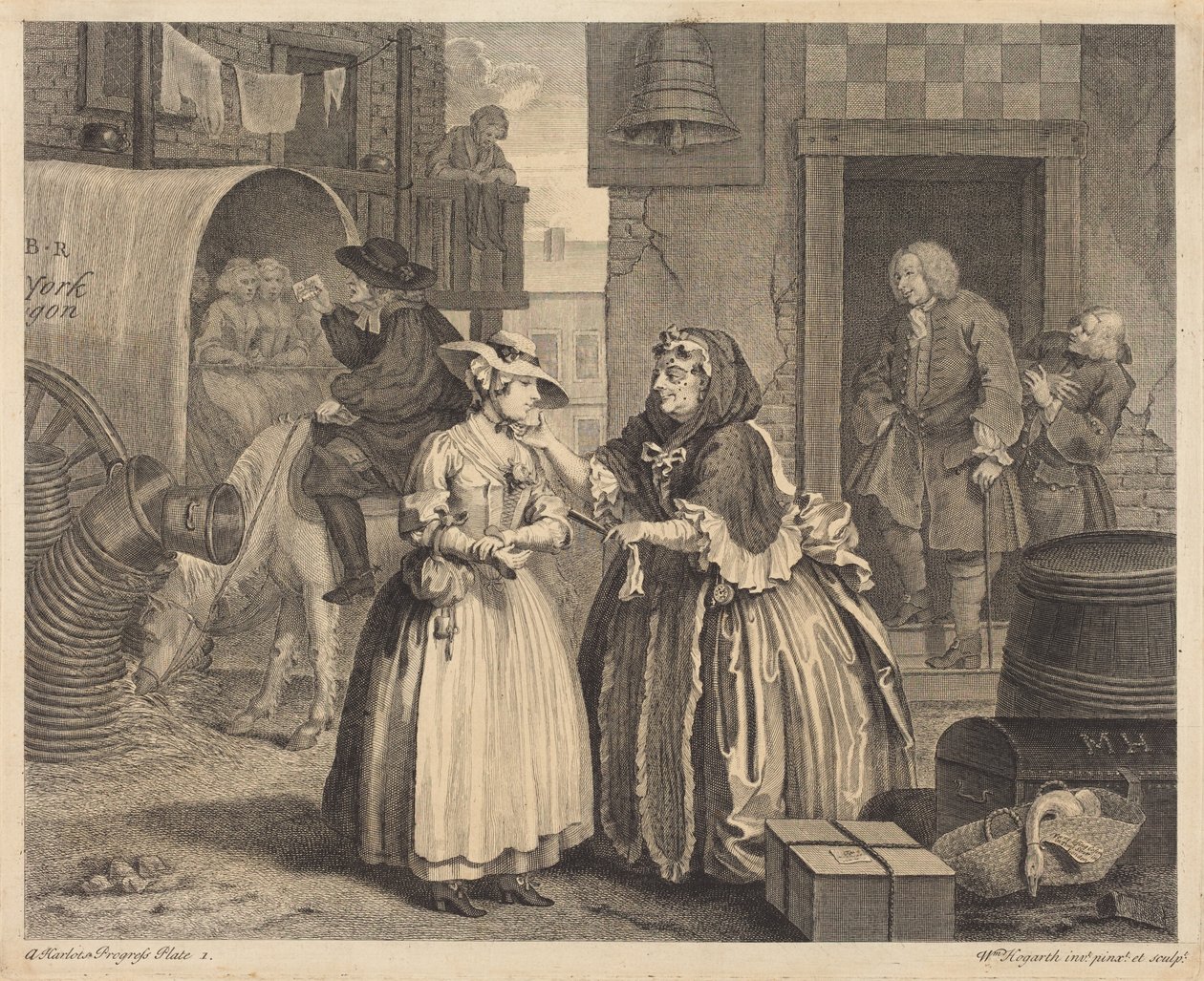 La carriera di una prostituta: tavola 1 da William Hogarth
