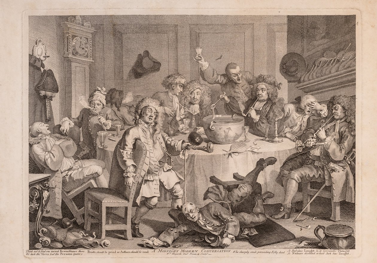 Una conversazione moderna a mezzanotte da William Hogarth