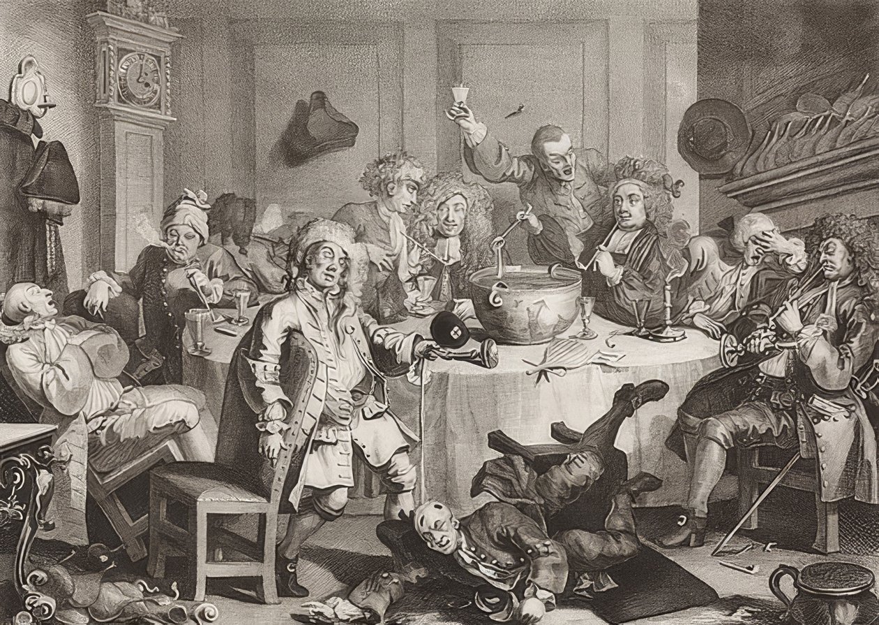 Una conversazione moderna a mezzanotte da William Hogarth