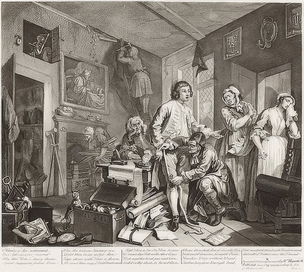 Il progresso del libertino, Tavola 1: Il libertino prende possesso della sua proprietà da William Hogarth