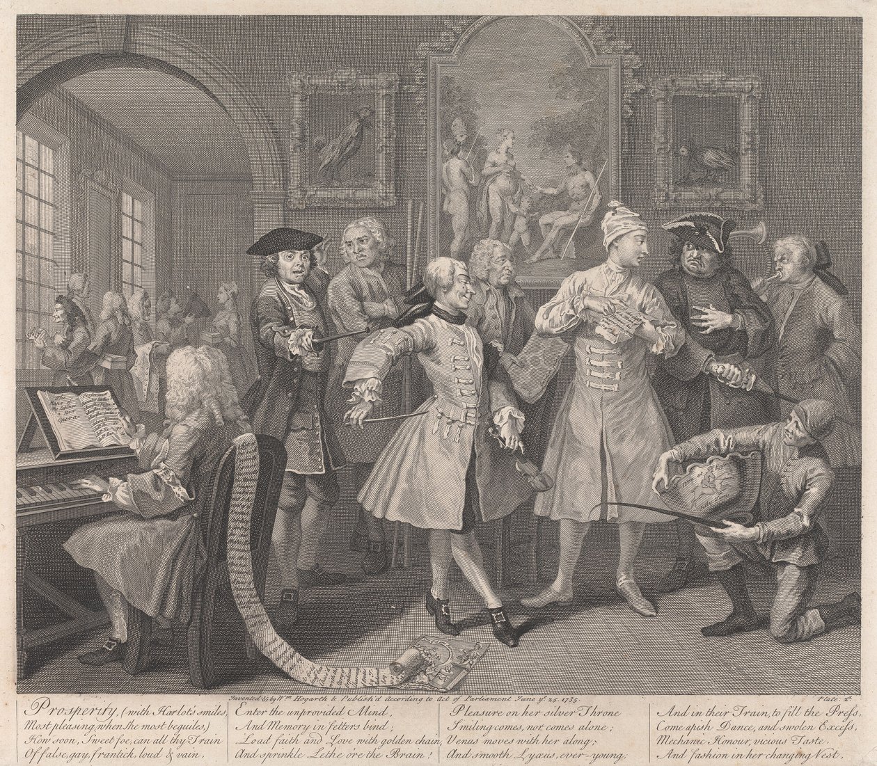 La carriera di un libertino, tavola 2: Il suo ricevimento da William Hogarth