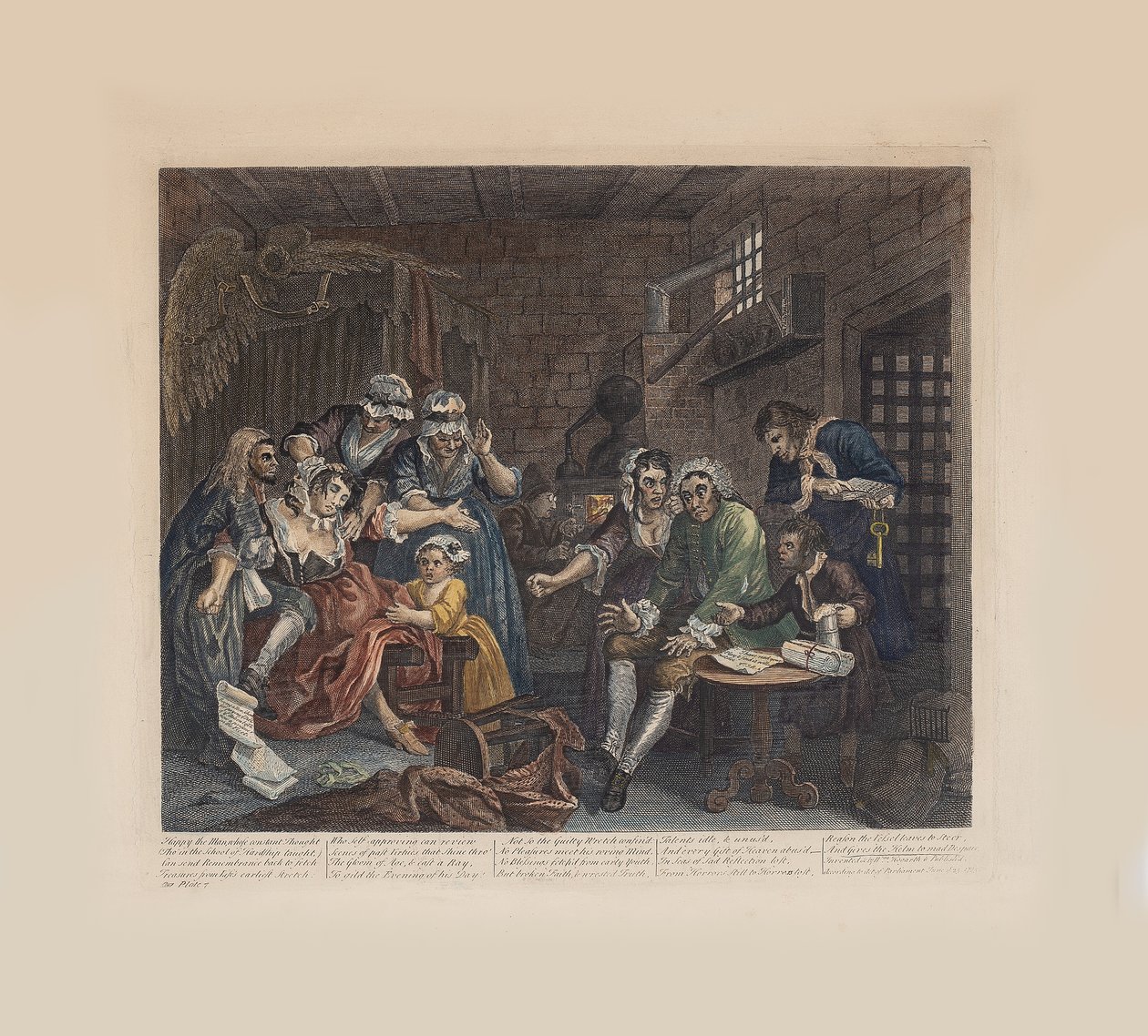 Il progresso di un libertino, Tavola 7: La scena della prigione da William Hogarth