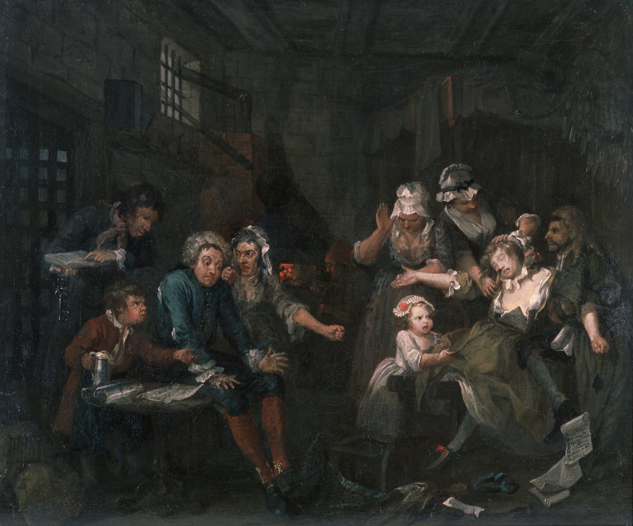 La carriera di un libertino VII: Il libertino in prigione da William Hogarth