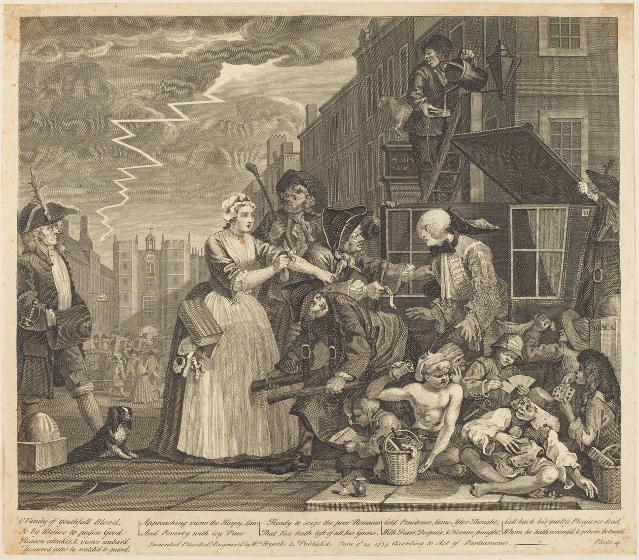 Il progresso di un libertino: tavola 4 da William Hogarth