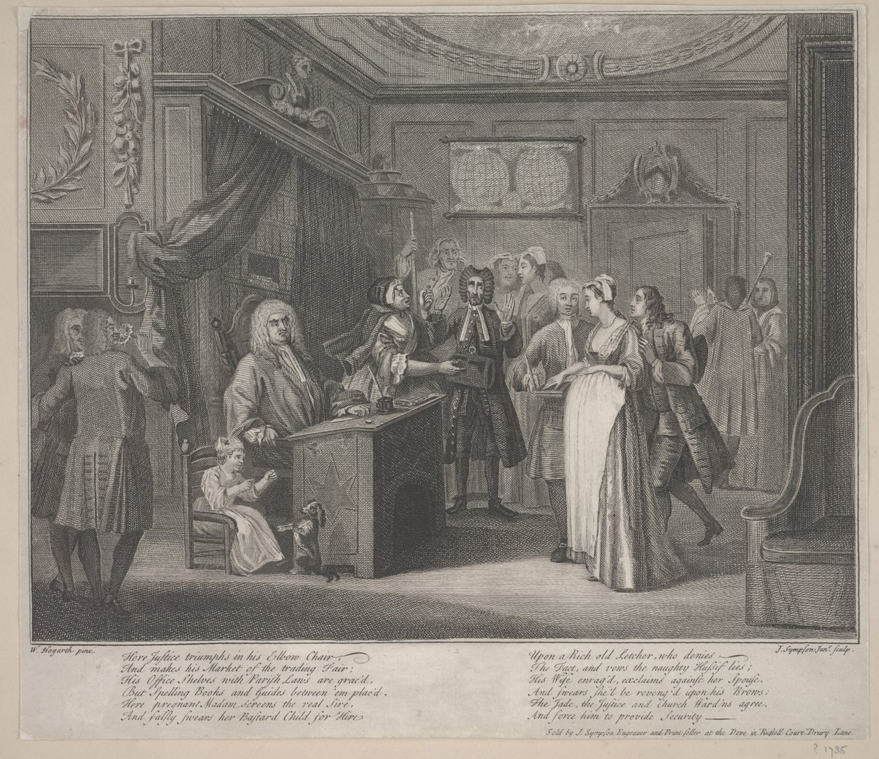 Una donna che giura un bambino a un cittadino grave da William Hogarth