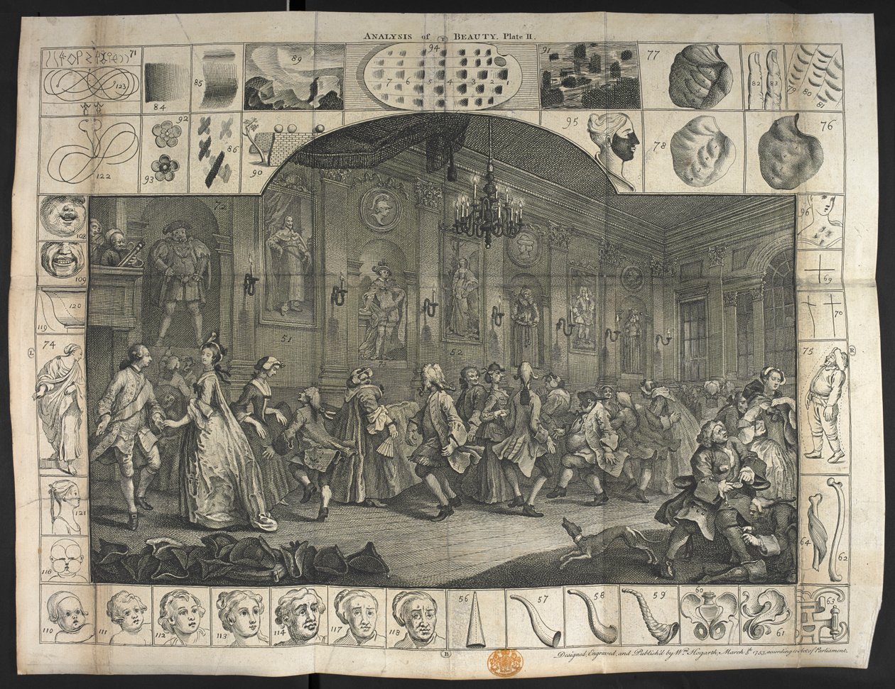 Un gran numero di persone che ballano da William Hogarth