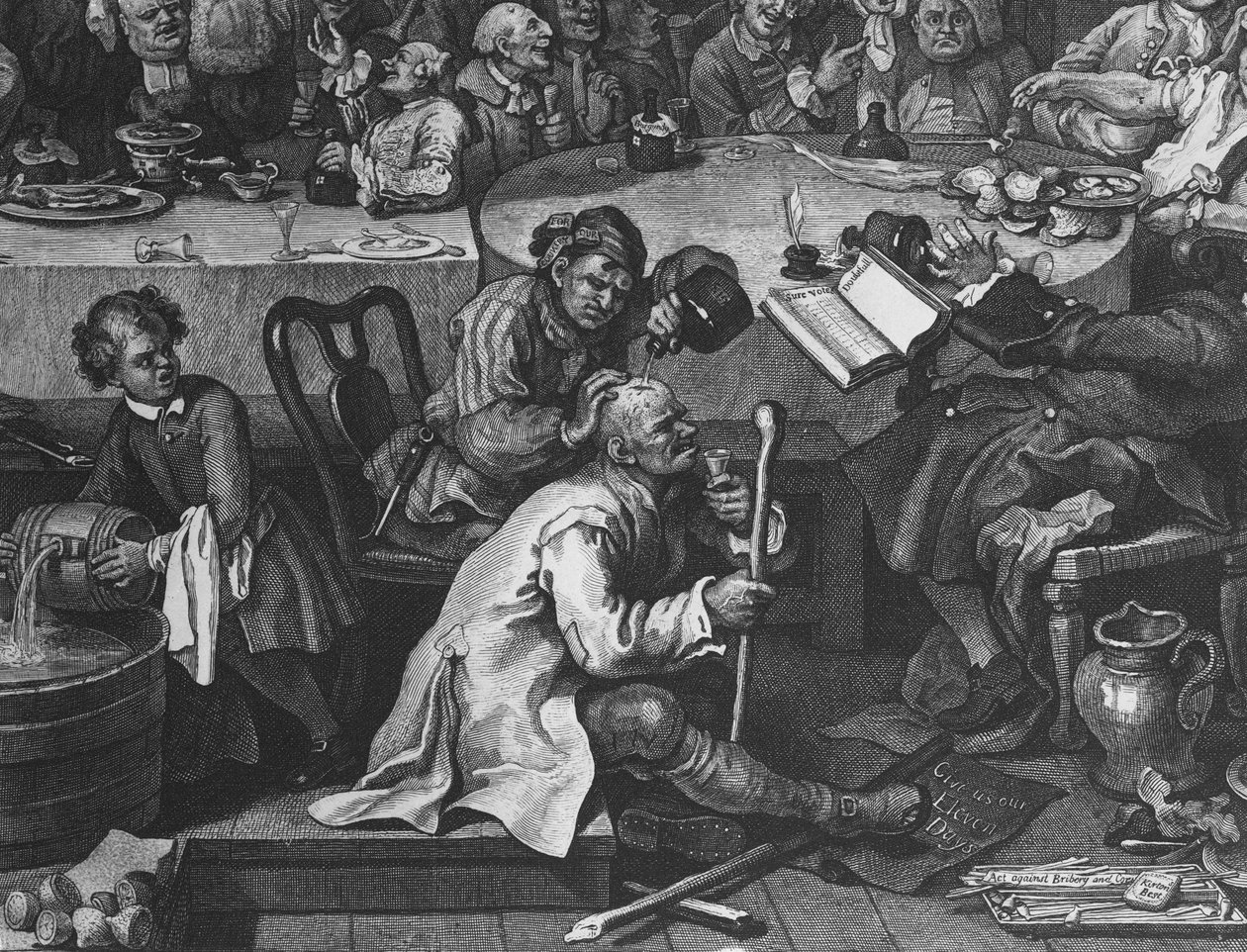 Un intrattenimento elettorale, 1755 (dettaglio) da William Hogarth