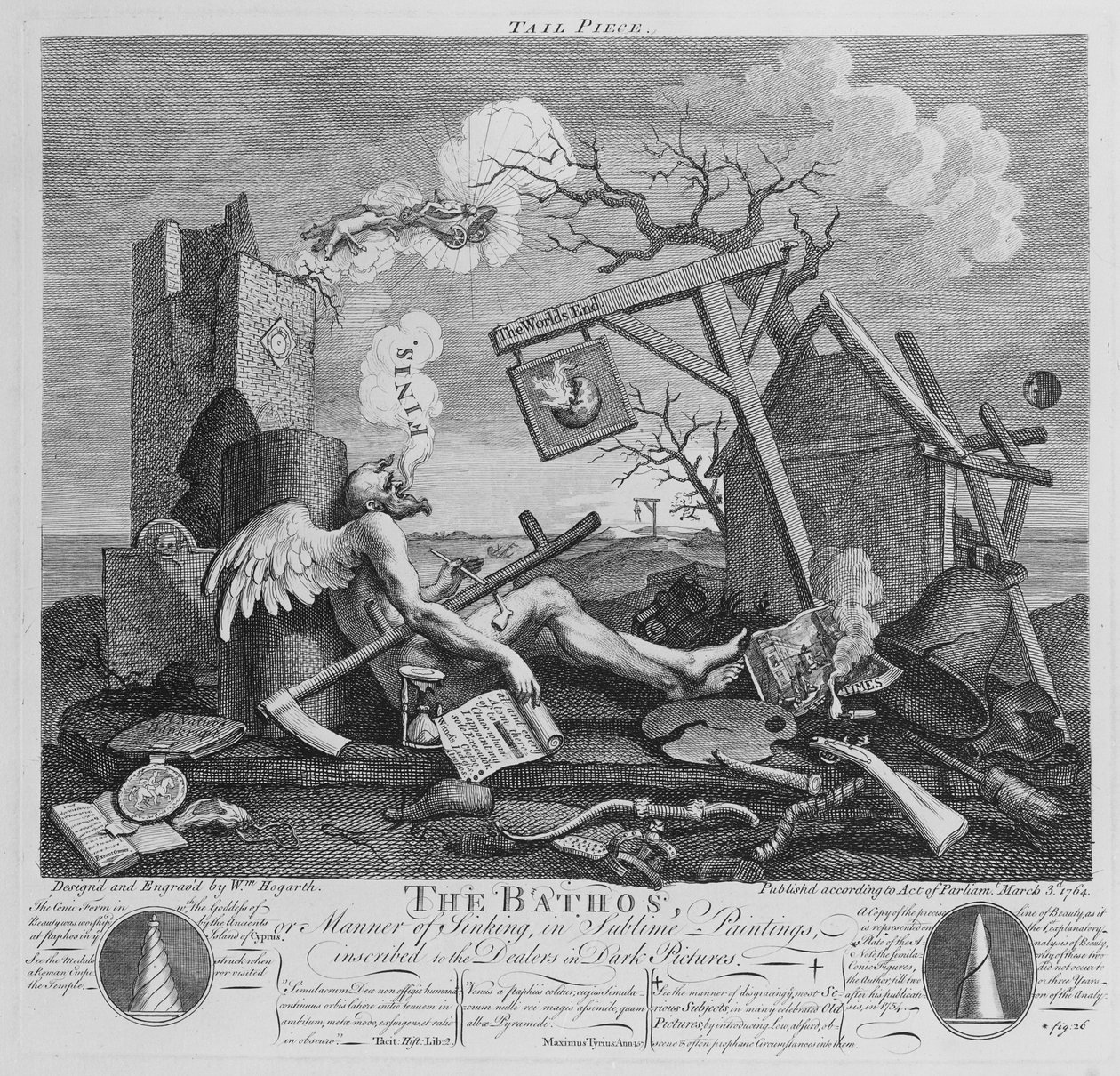 Bathos, Modo di affondare, in pitture sublimi dedicato ai commercianti di quadri scuri, 1764 da William Hogarth