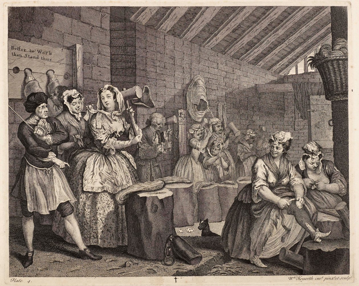 Battere la canapa a Bridewell: Il cammino di una prostituta, tavola 4 da William Hogarth