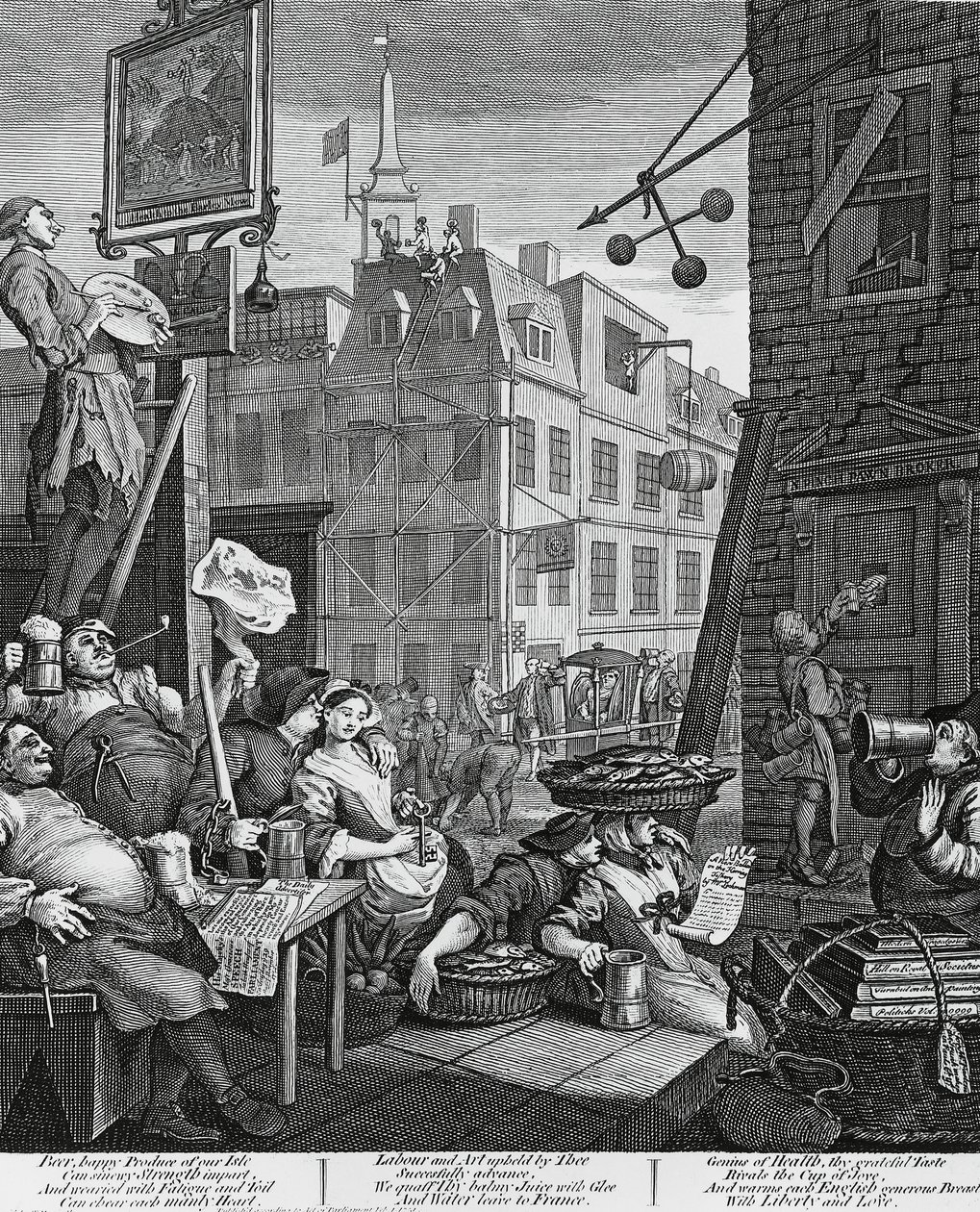 Beer Street, Londra, incisione di William Hogarth, Regno Unito da William Hogarth