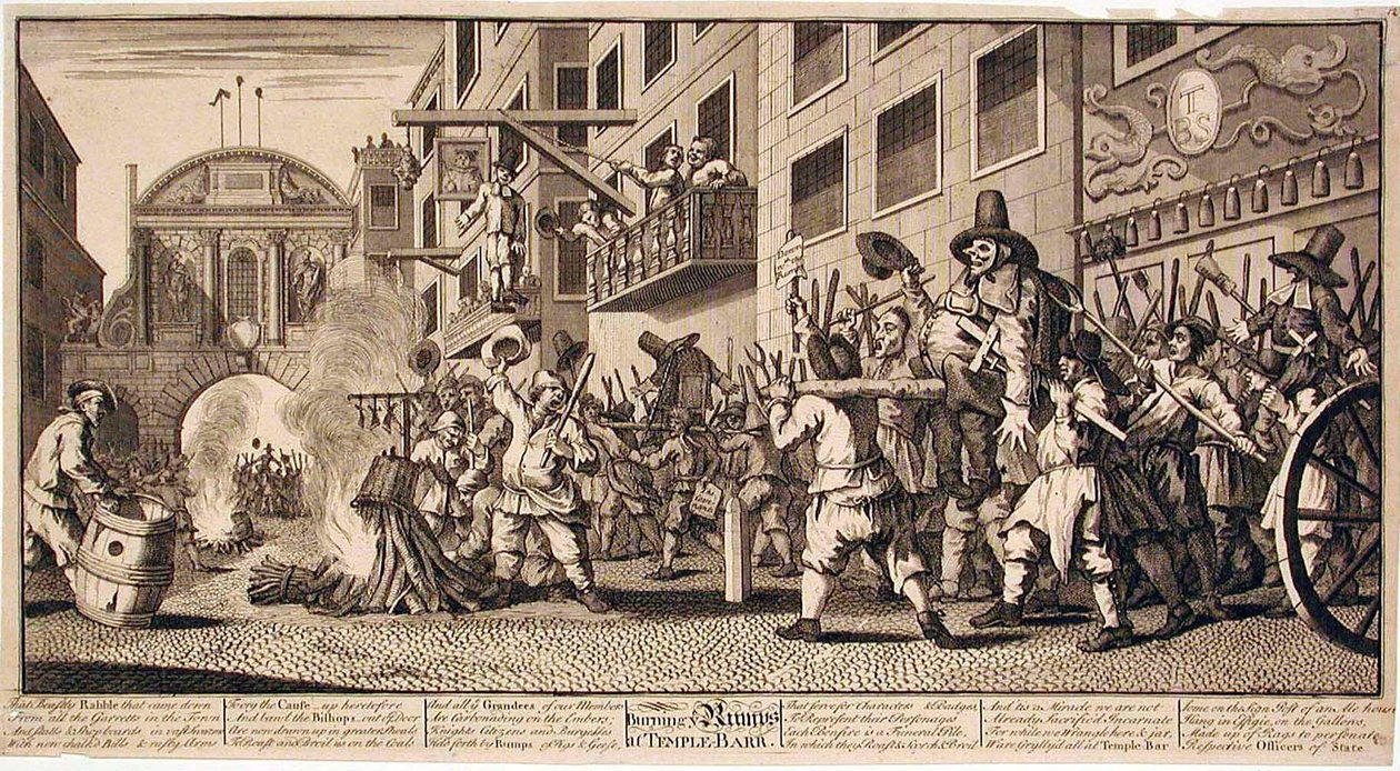 Bruciare i culi a Temple Bar da William Hogarth