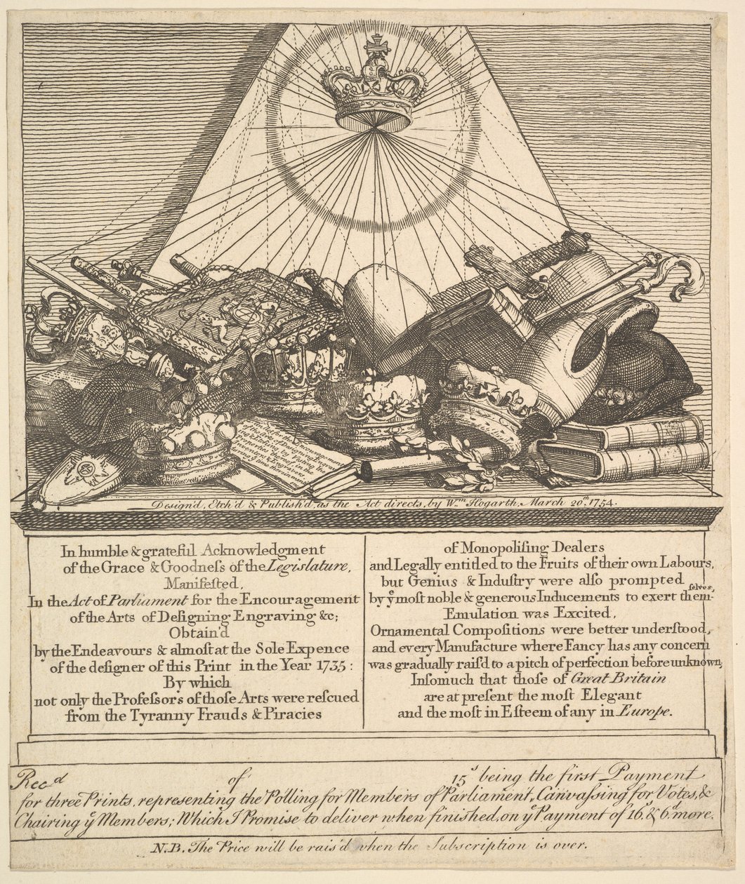 Corone, Mitre, Mazze, ecc., 1755 da William Hogarth