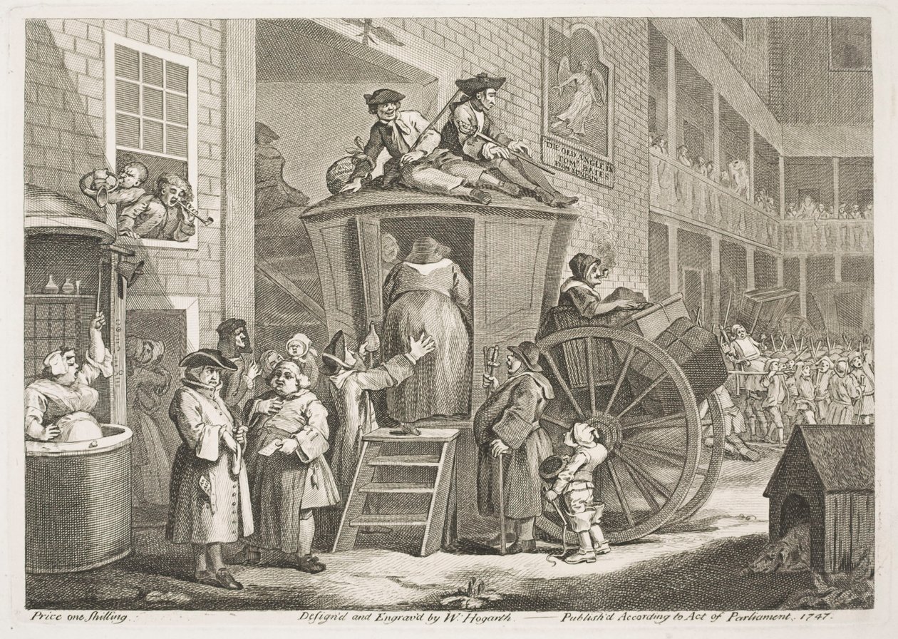 La diligenza o il cortile della locanda in campagna da William Hogarth