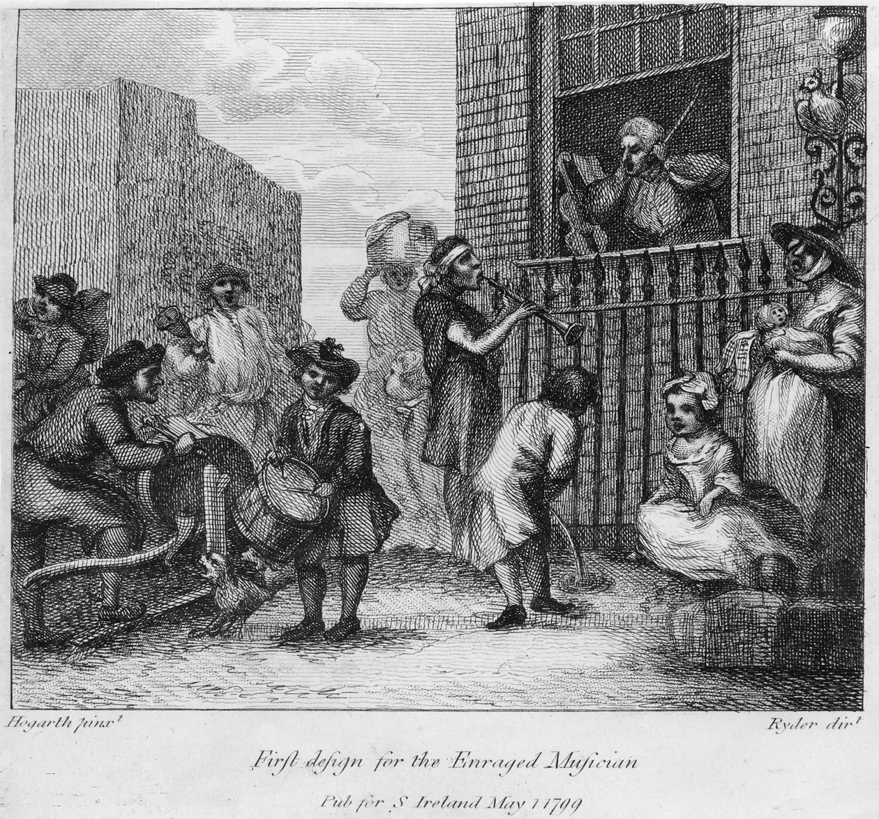 Primo disegno per Il musicista infuriato, 1799 da William Hogarth