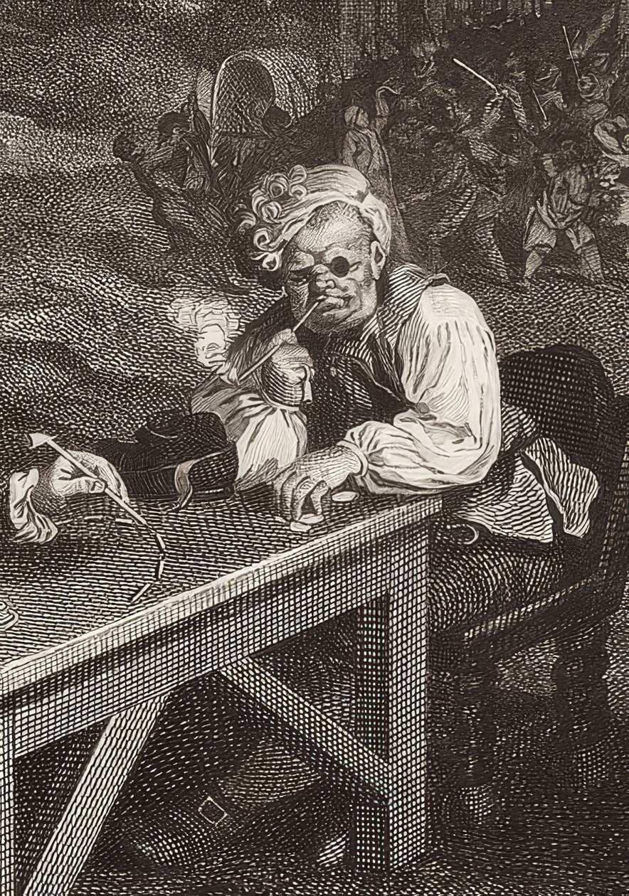 Le elezioni parlamentari, Foglio 2: Caccia ai voti (dettaglio) da William Hogarth