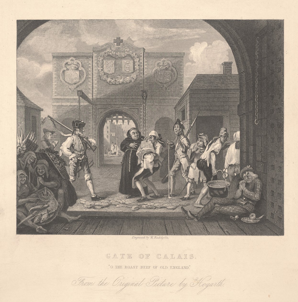 Porta di Calais, inciso da William Radclyffe (1783-1855) da William Hogarth