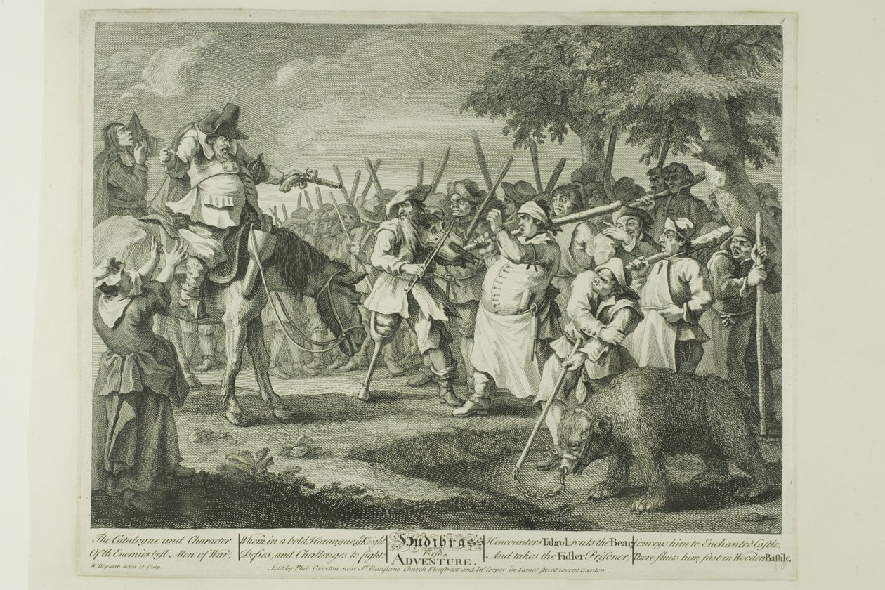 La prima avventura di Hudibras, terza tavola di Hudibras da William Hogarth