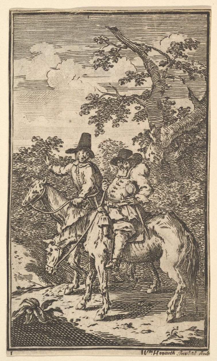 Hudibras Sallying Forth Seventeen Small Illustrations per Hudibras di Samuel Butler da William Hogarth