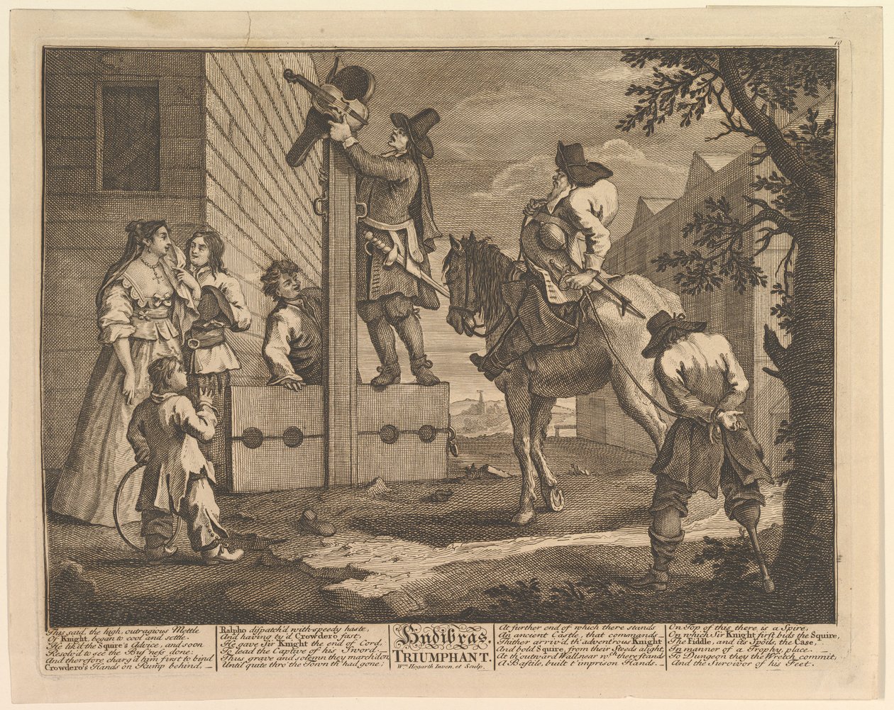 Hudibras Trionfante Dodici Grandi Illustrazioni per Hudibras di Samuel Butler, Tavola 4, 1725-68 da William Hogarth
