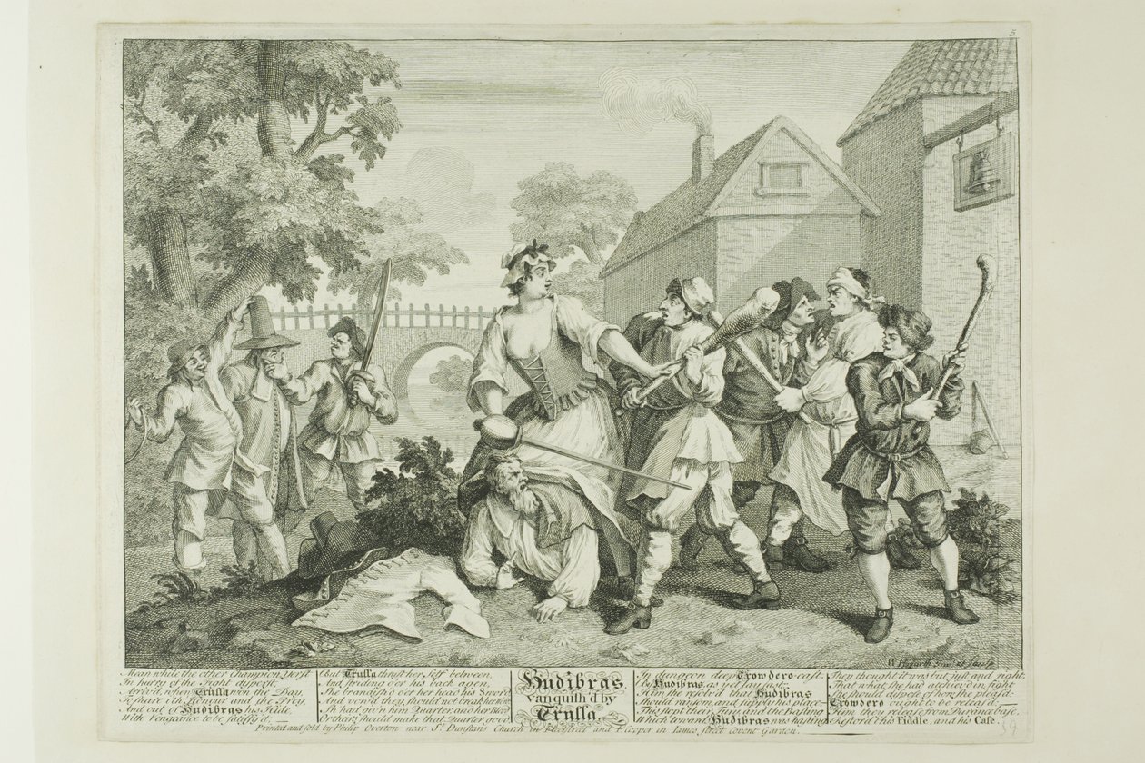 Hudibras sconfitto da Trulla, tavola cinque di Hudibras da William Hogarth