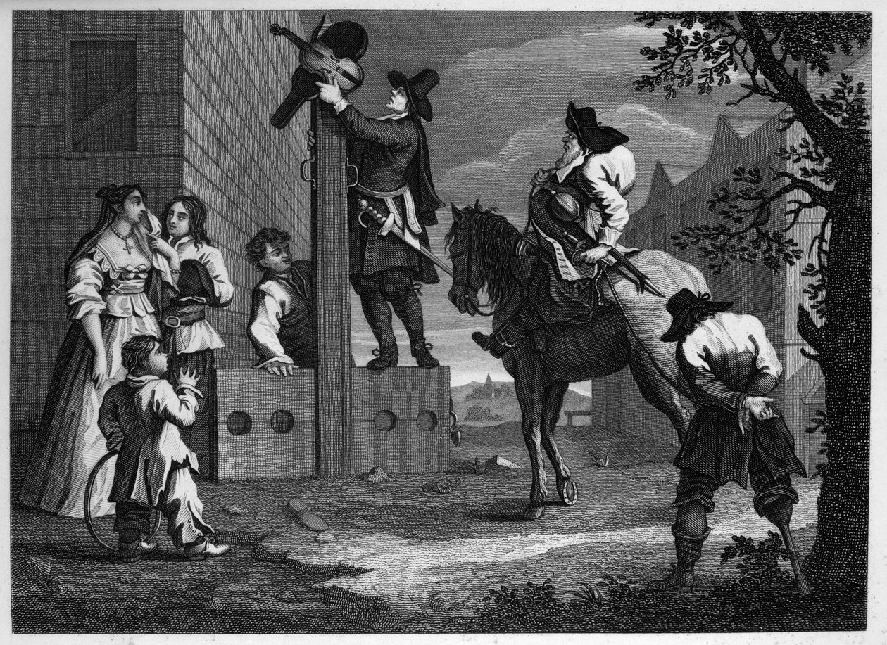 Hudibras e Ralpho conducono il loro prigioniero Crowdero alla gogna da William Hogarth