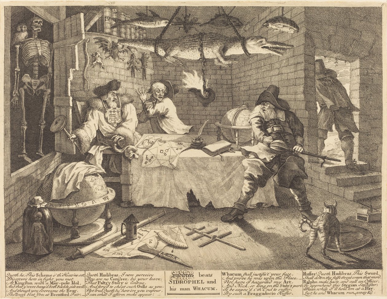 Hudibras batte Sidrophel e il suo uomo Whacum da William Hogarth