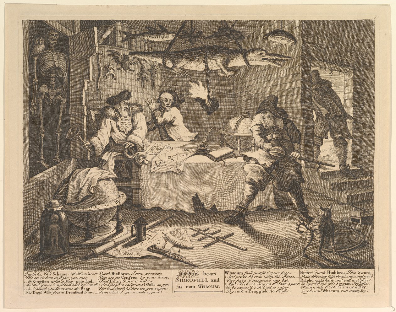 Hudibras batte Sidrophel e il suo uomo Whacum da William Hogarth