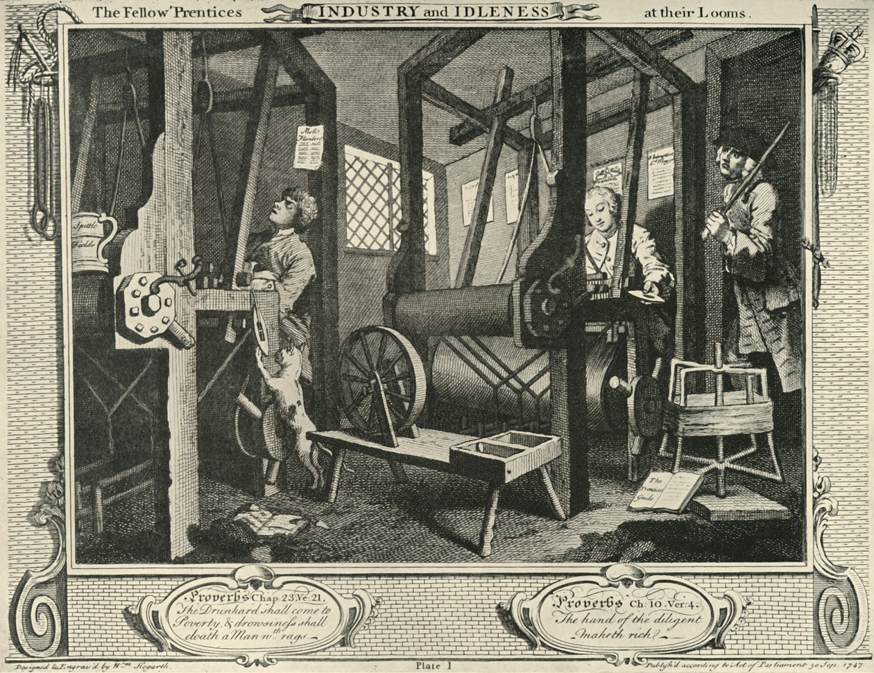 Interno di un laboratorio di tessitura, 1747, 1925 da William Hogarth