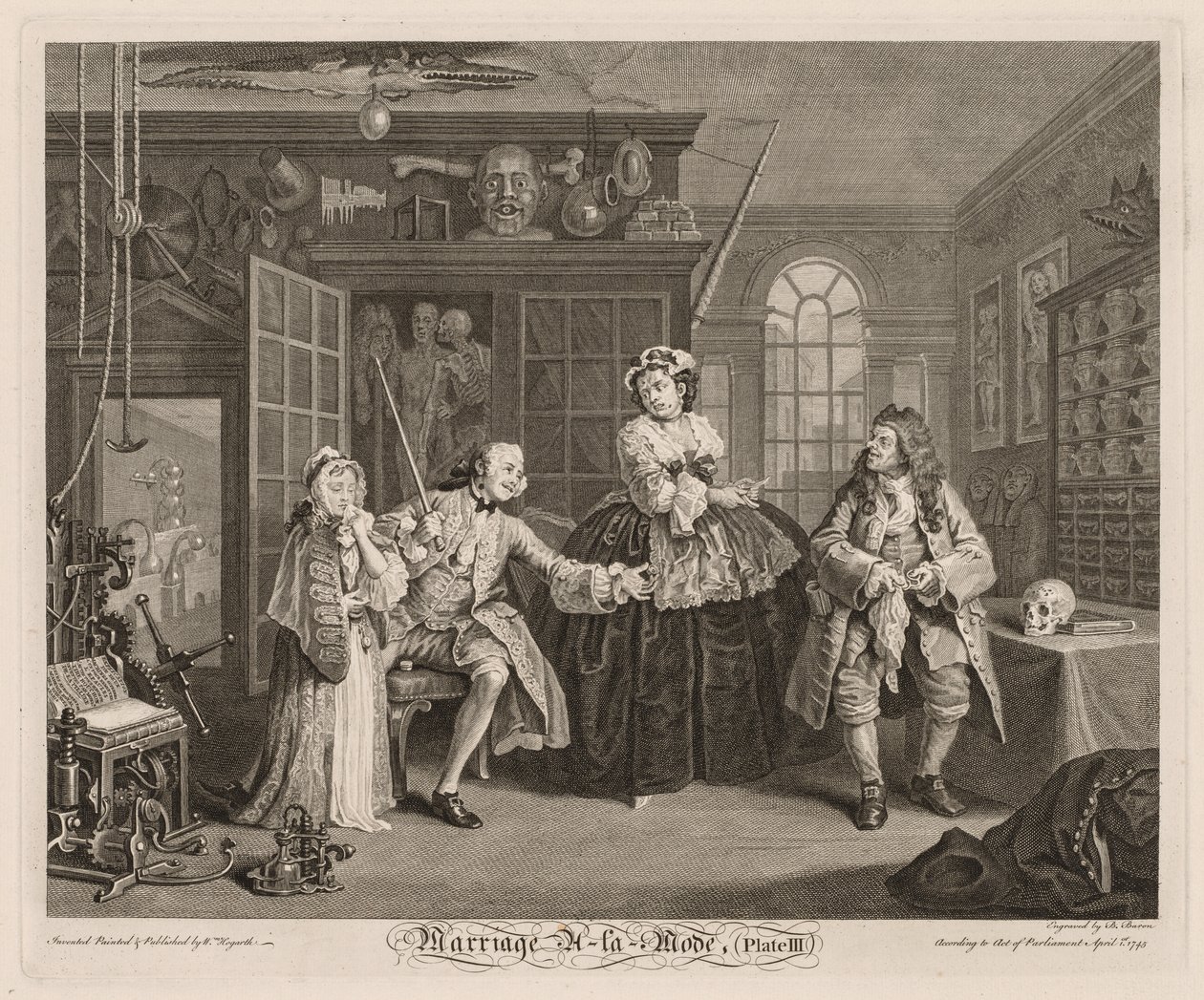 Matrimonio alla Moda: La Scena con il Ciarlatano da William Hogarth