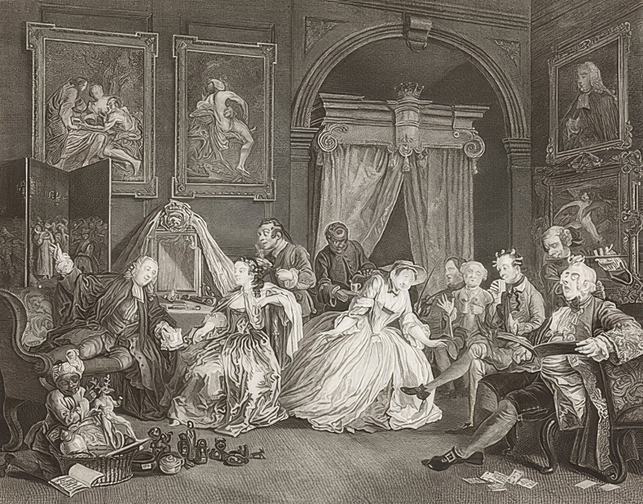 Marriage à la Mode, foglio 4: La toilette da William Hogarth