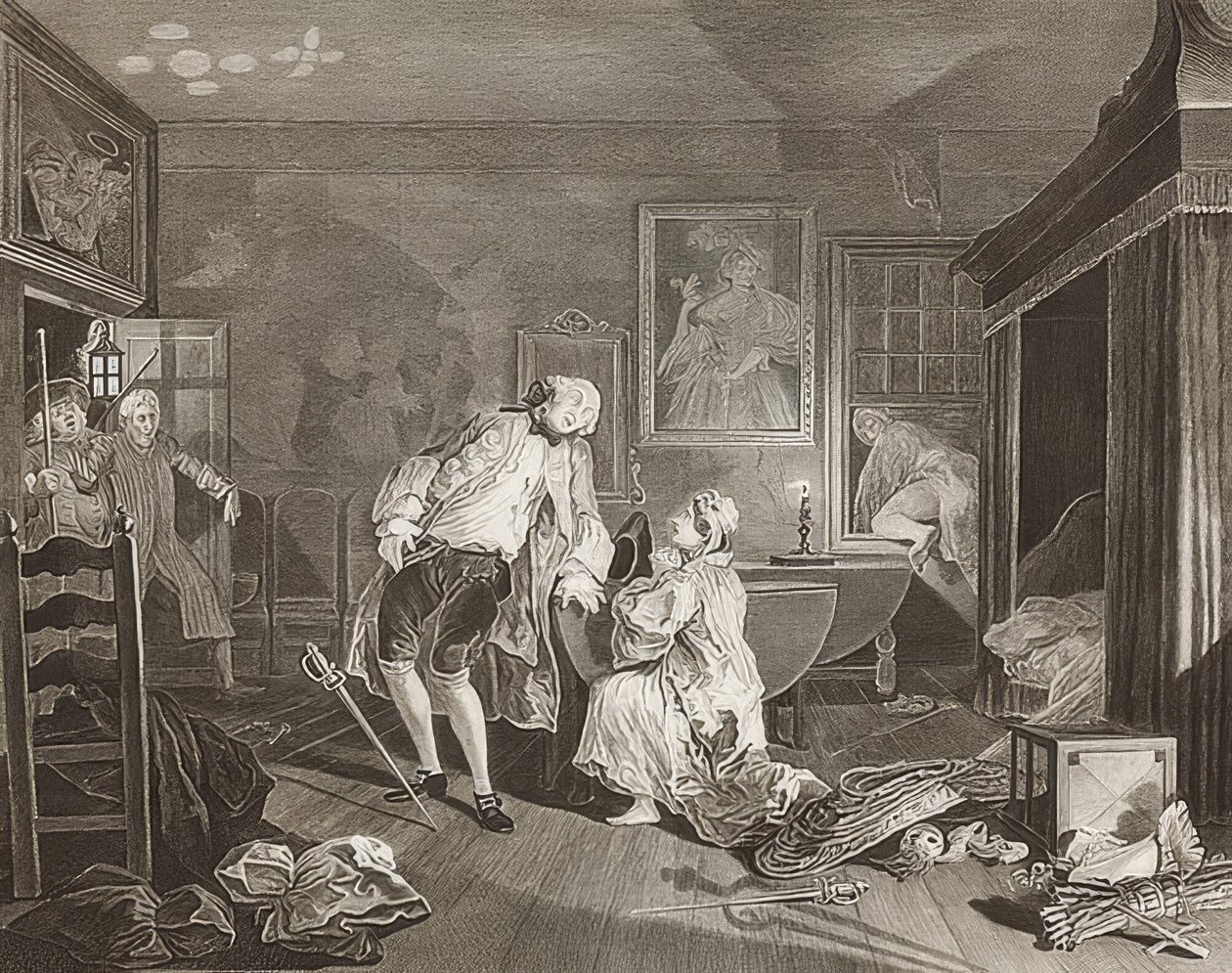 Marriage à la Mode, Blatt 5: Il conte cade nel duello da William Hogarth