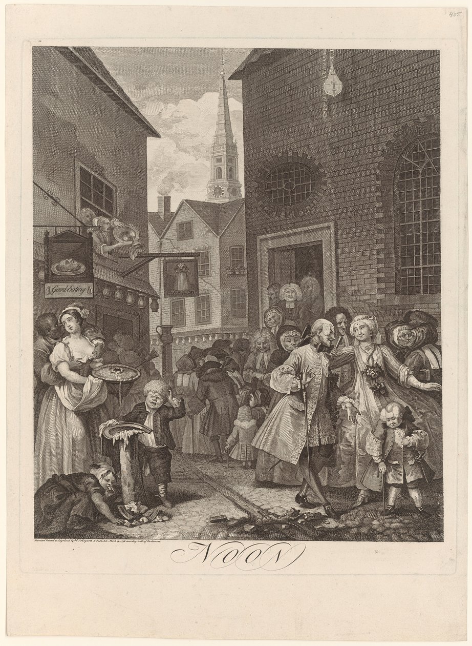 Mezzogiorno, foglio 2 della serie “Quattro momenti della giornata” da William Hogarth