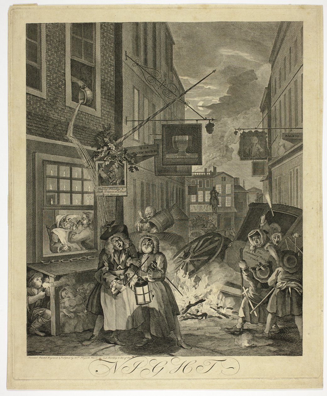Notte, tavola quattro da Le quattro ore del giorno da William Hogarth