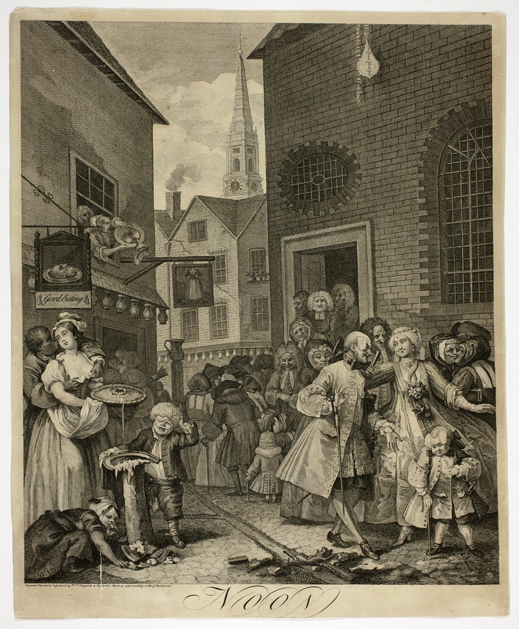 Mezzogiorno, tavola due da Le quattro ore del giorno da William Hogarth