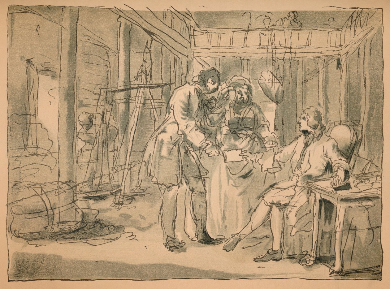Schizzo rifiutato per Industria e Ozio, 1747 da William Hogarth