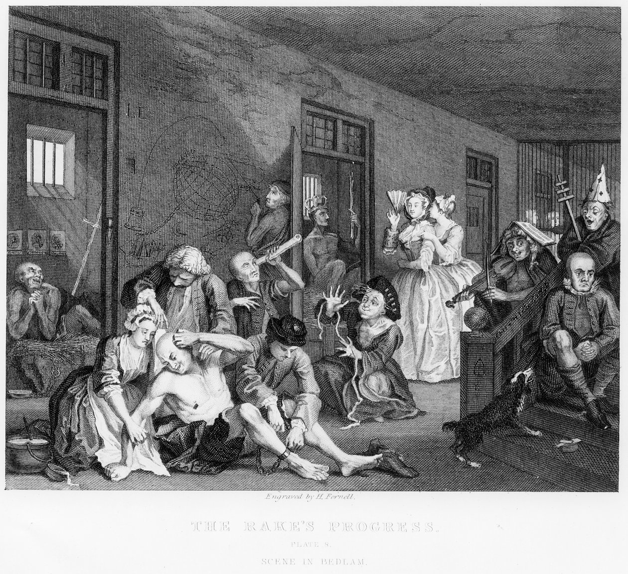 Scena a Bedlam, tavola VIII, da A Rake