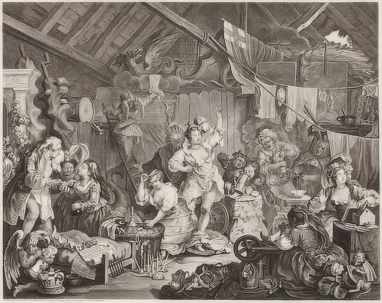 Attrici itineranti che si vestono in un fienile da William Hogarth