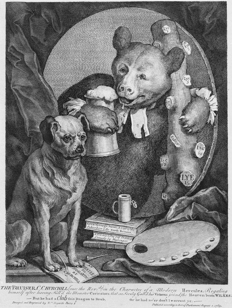 Il Bruiser Charles Churchill, una volta il reverendo, nel ruolo di un Ercole russo, 1763 da William Hogarth
