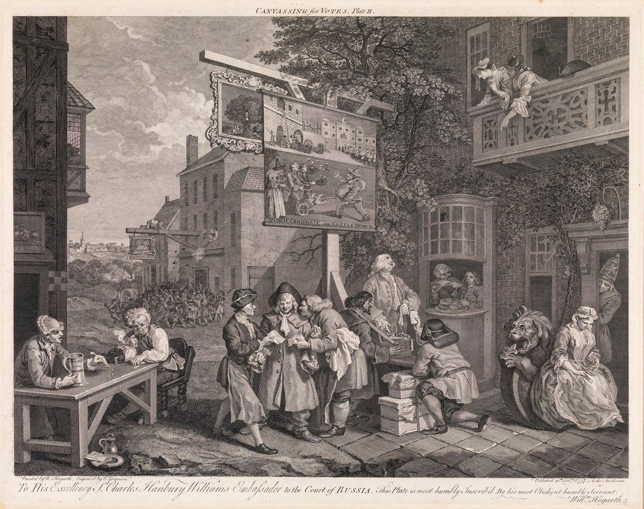 Le elezioni, tavola 2: «Propaganda elettorale» da William Hogarth