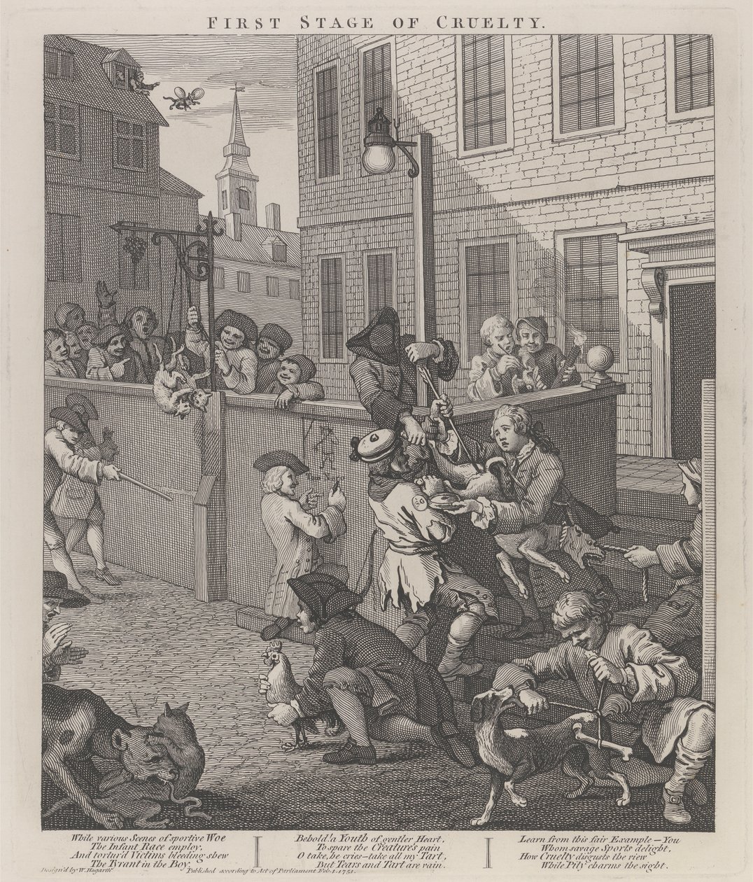 Il Primo Stadio della Crudeltà: Bambini che Torturano Animali da William Hogarth