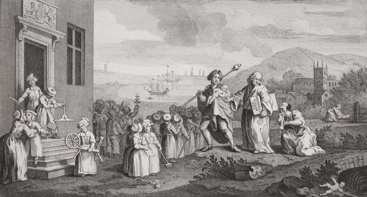 I trovatelli, inciso da F. Morellon La Cave da William Hogarth