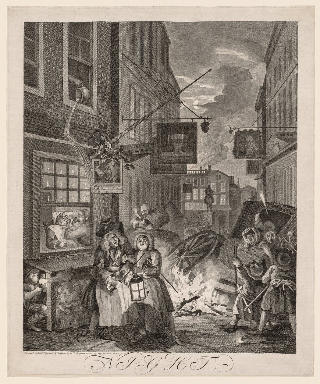 Le quattro ore del giorno: Notte, 1738 da William Hogarth