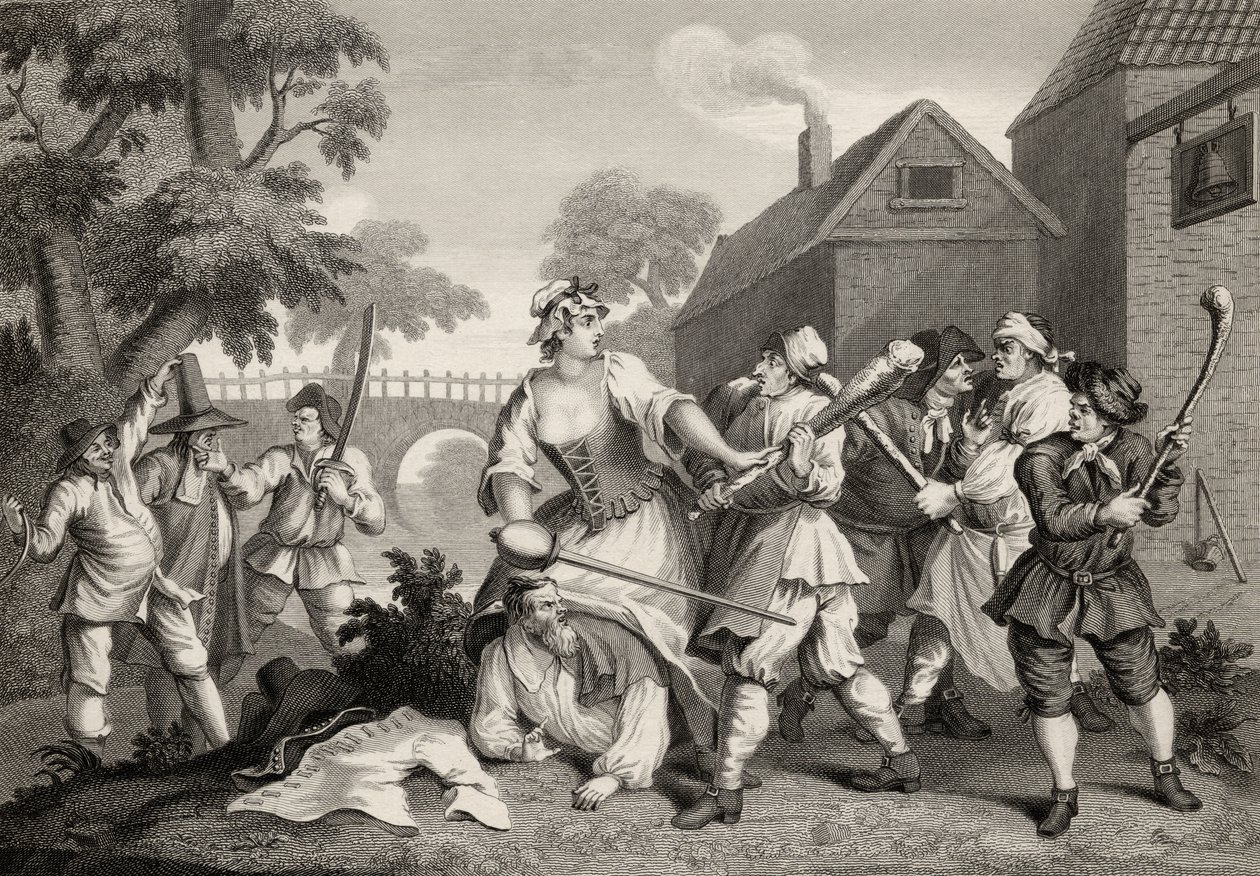 Il cavaliere si sottomette a Trulla, da 'Hudibras' di Samuel Butler ...