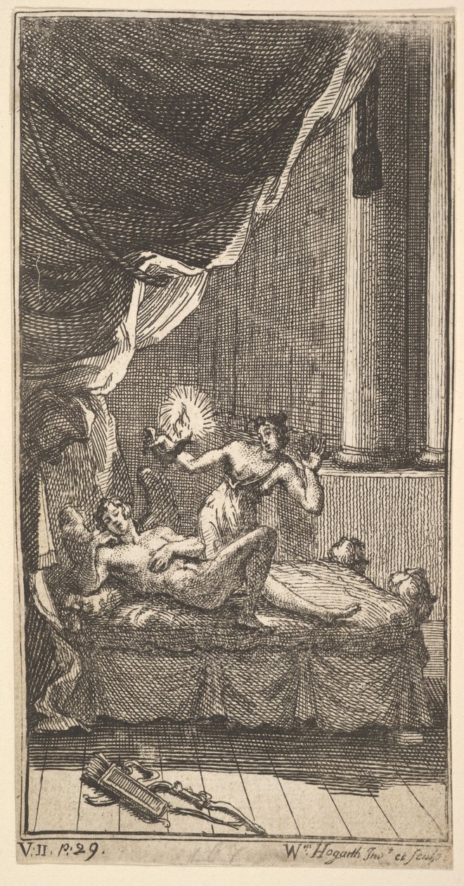 La nuova metamorfosi, Tavola 6: La storia di Cupido e Psiche, 1724 da William Hogarth