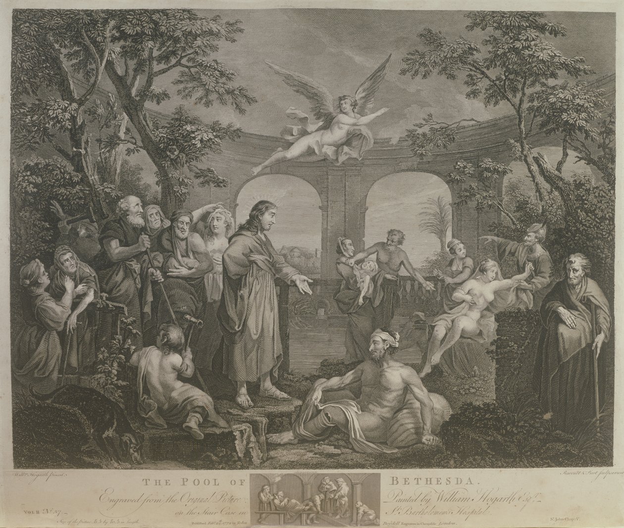 La piscina di Betesda, inciso da J.M. Delatre e Simon Francis Ravenet, pubblicato da John Boydell, 1772 da William Hogarth