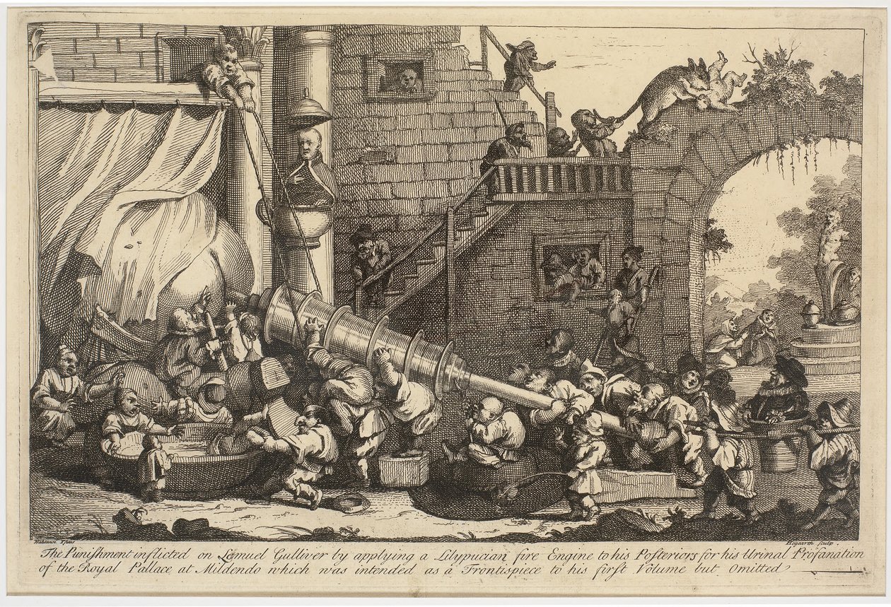La punizione inflitta a Lemuel Gulliver da William Hogarth