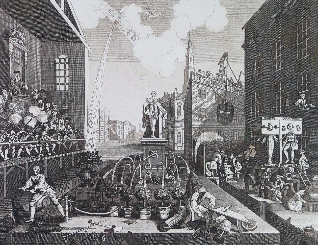 Due criminali in un ceppo a Londra da William Hogarth