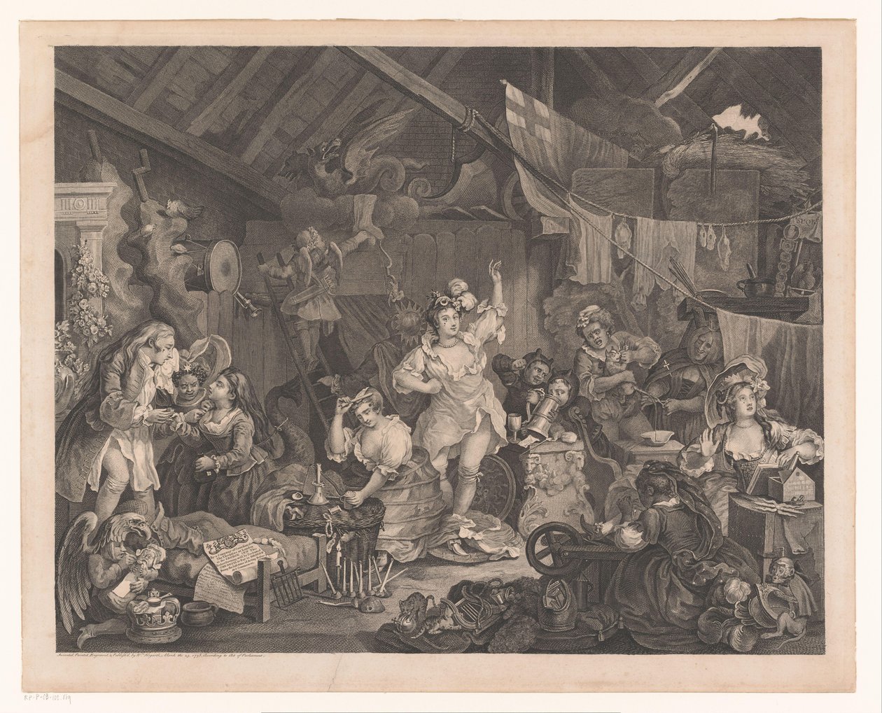Attrici travestite e bambini in un fienile da William Hogarth