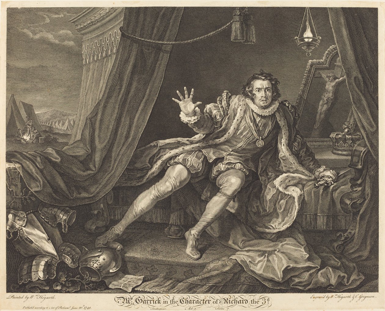 Garrick nel Ruolo di Riccardo III da William Hogarth and Charles Grignion
