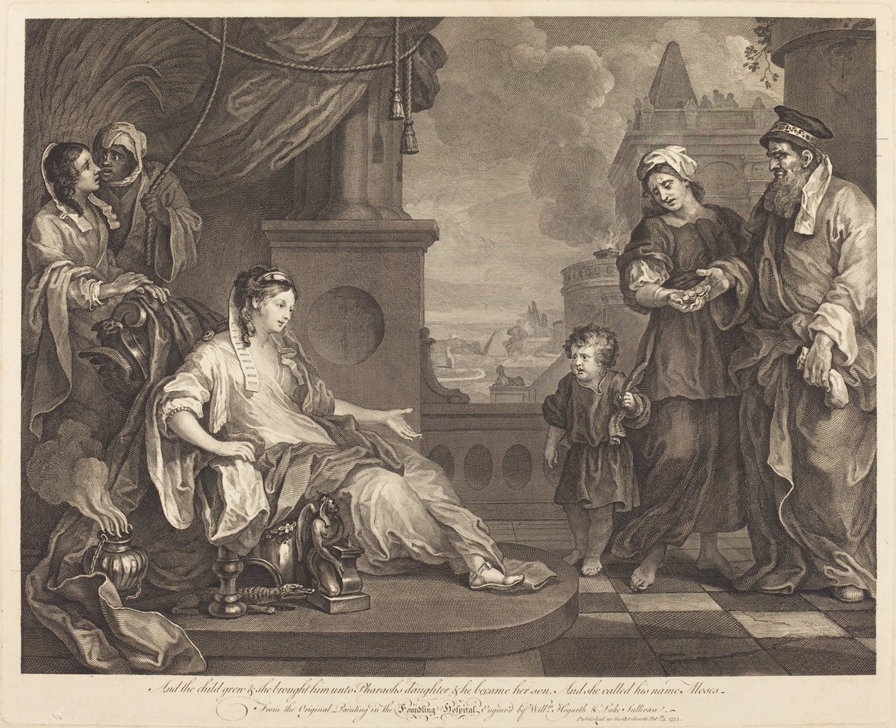 Mosè portato alla figlia del Faraone da William Hogarth and Luke Sullivan